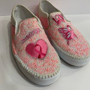 Vans Custom Pink Cancer Survivor Sneakers Size 11